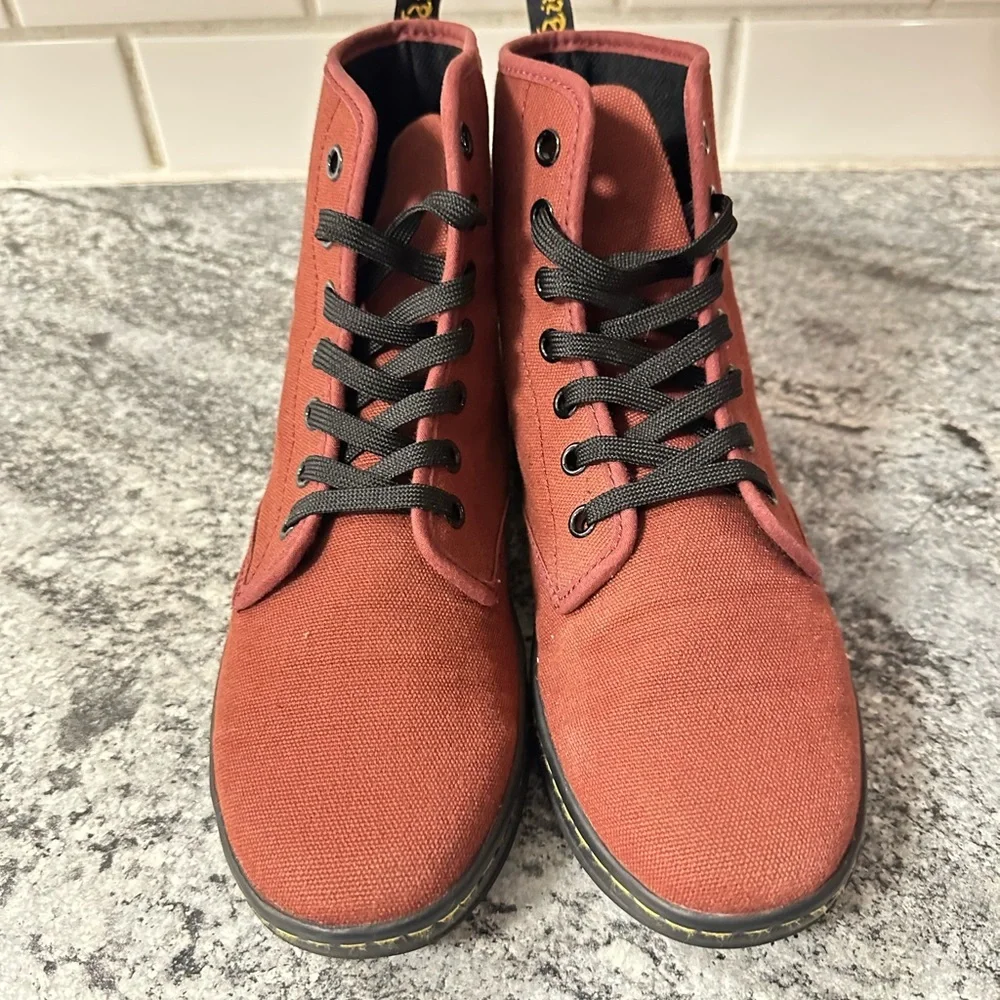 DOC MARTINS 7 Shoreditch Burgandy woman canvas boot casual minimalist casual - Picture 5 of 10
